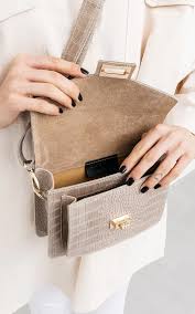 beige tas leer