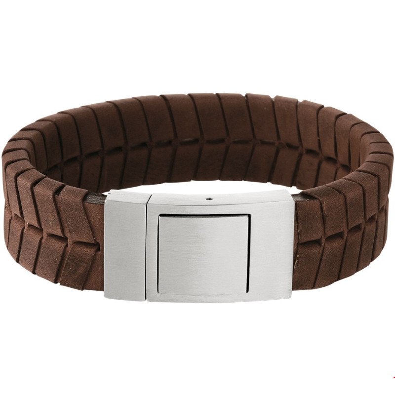 bruin leren armband heren