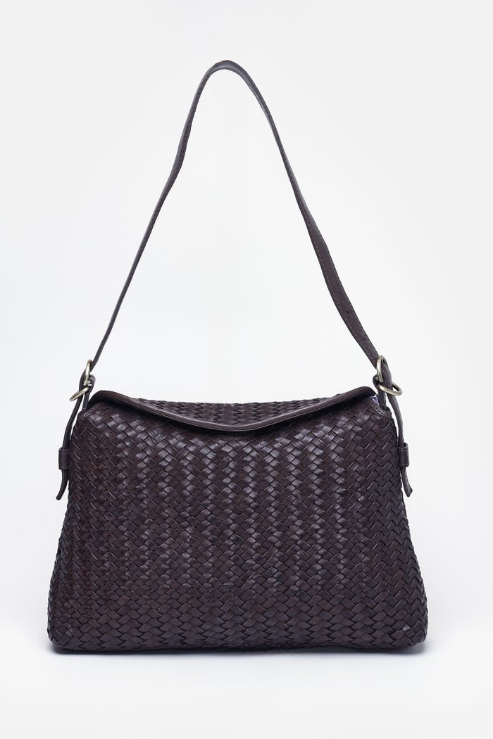 gevlochten leren schoudertas