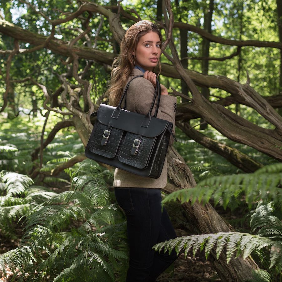 dames leren laptoptas