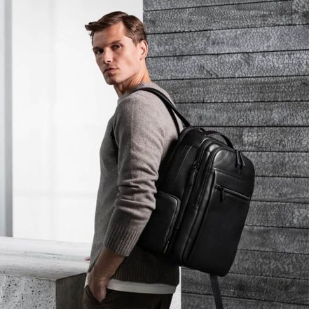leren laptoptas heren zwart